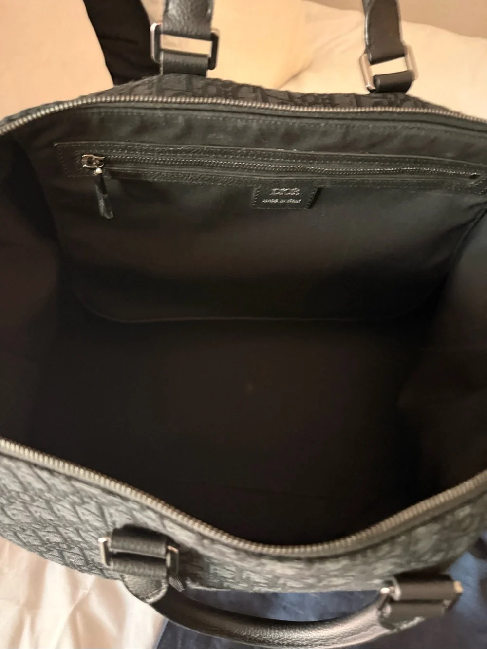 Dior Gray Monogram Canvas Duffel with Leather Trim